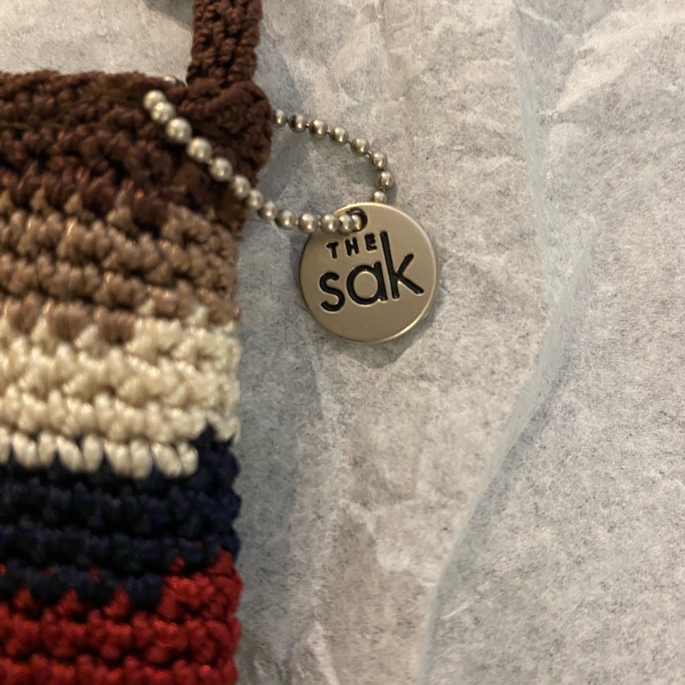 The Sak Crochet Wristlet in Brown, Cream, Navy & Red - Picture 3 of 6